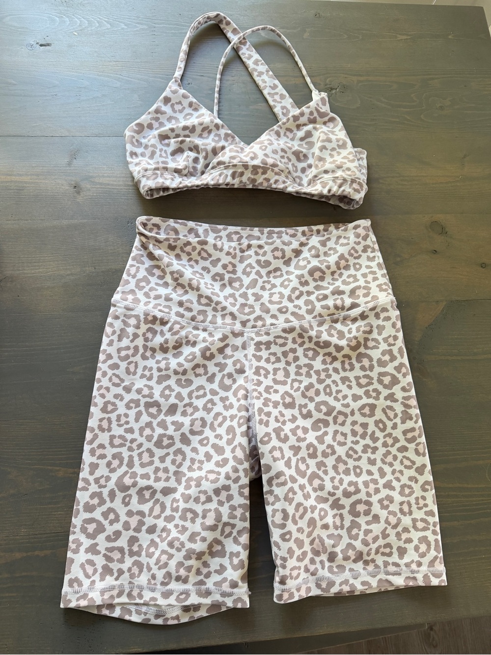 NaNa Pink Leopard Print High-Waist Bike Shorts Set